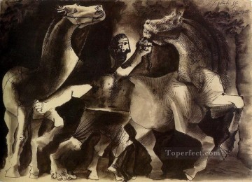 パブロ・ピカソ Painting - 馬と人々 1939 年キュビズム パブロ・ピカソ